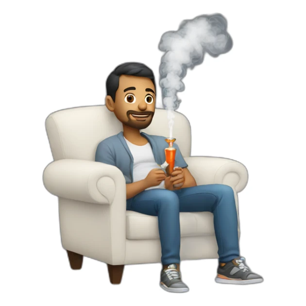Male sit in soft an armchair and smoke hookah sticker