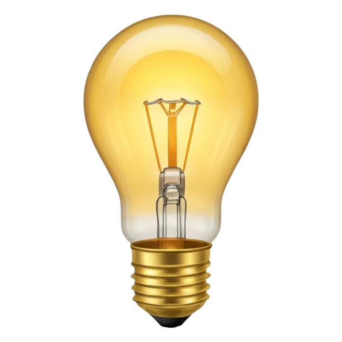 Standard incandescent light bulb with brass base and clear glass sticker