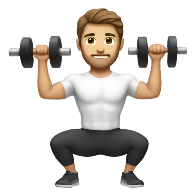 White man brown hair doing squats with weights sticker