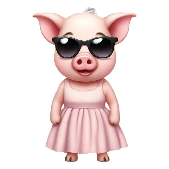 Cute pig wearing sunglasses in a dress sticker