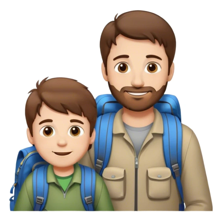 Father and son brow hair happy backpack buddies sticker