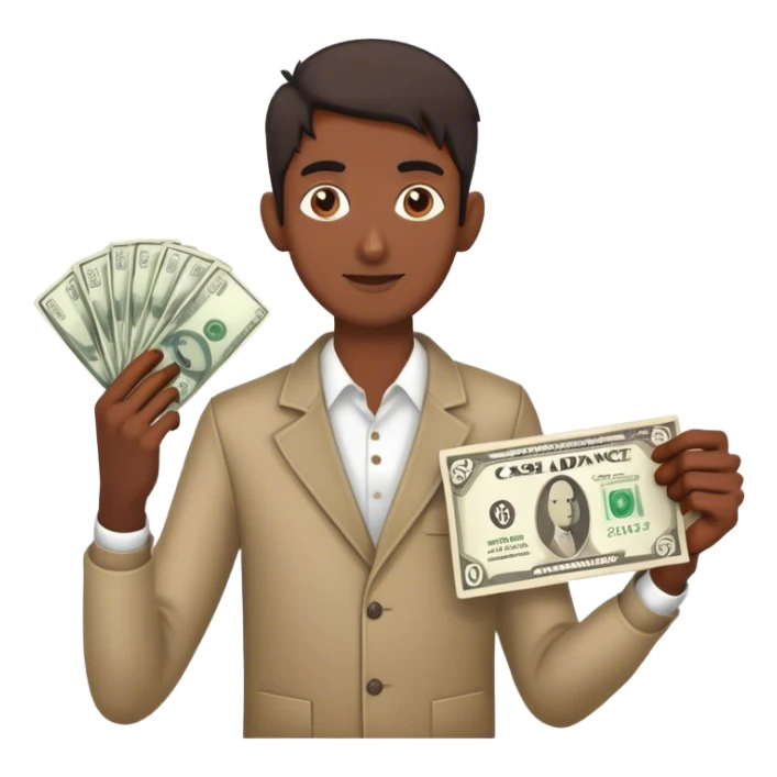 Cash Advance Sign held by a skinny indian man sticker