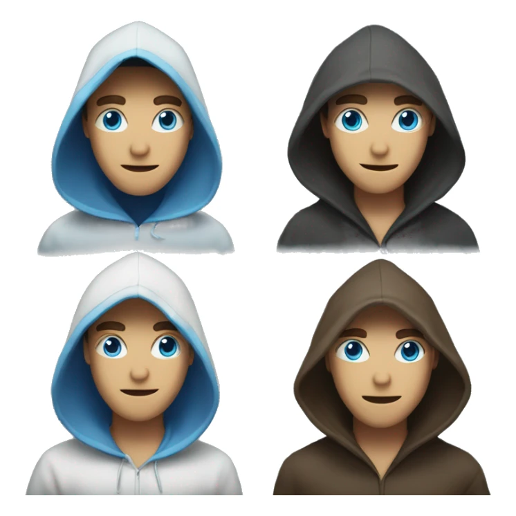 Hooded man, face mask, blue eyes, sticker