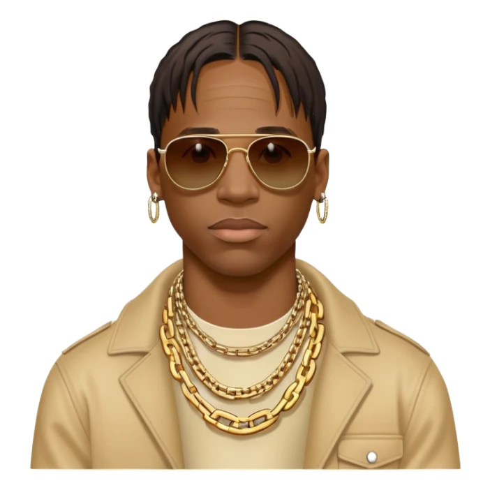 Travis Scott emoji with sunglasses and chain sticker