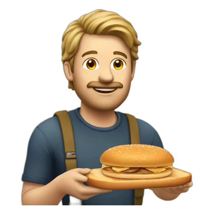 a dutch man eating frikandelbroodje sticker