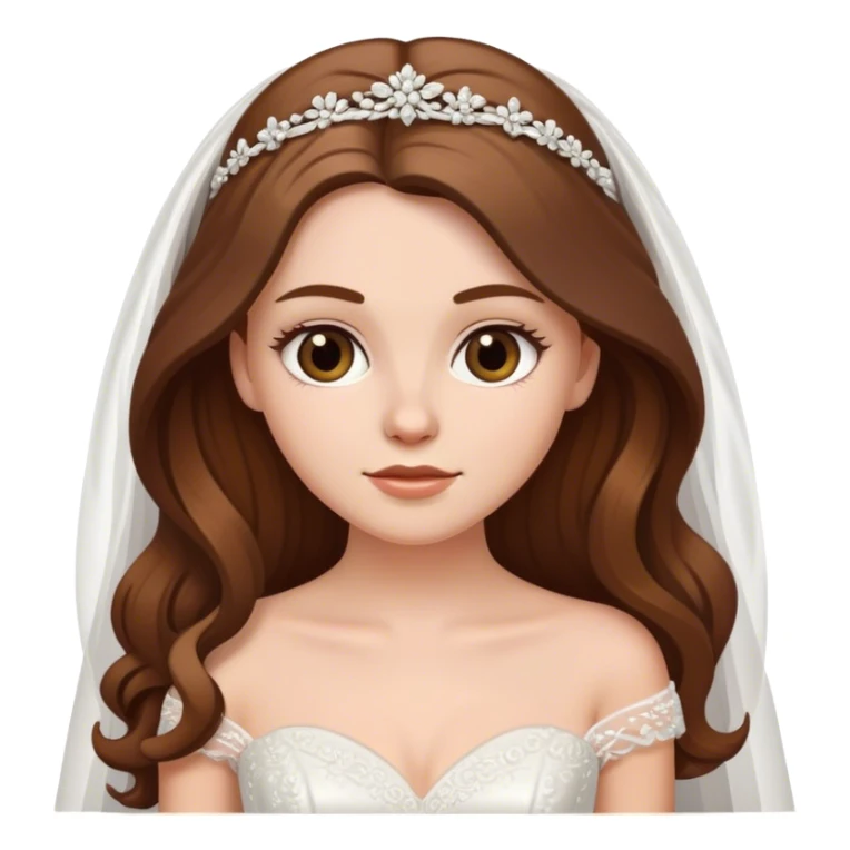 White girl with long brown hair in wedding dress sticker