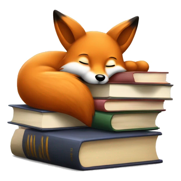 A little fox sleeps surrounded by books. Image weight up to 128 KB sticker