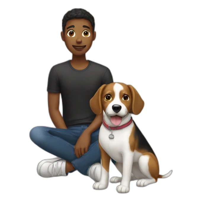 a dog and his owner black together  sticker