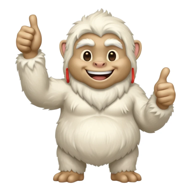yeti, full body, full fur, thumbs up, smiling, winking sticker
