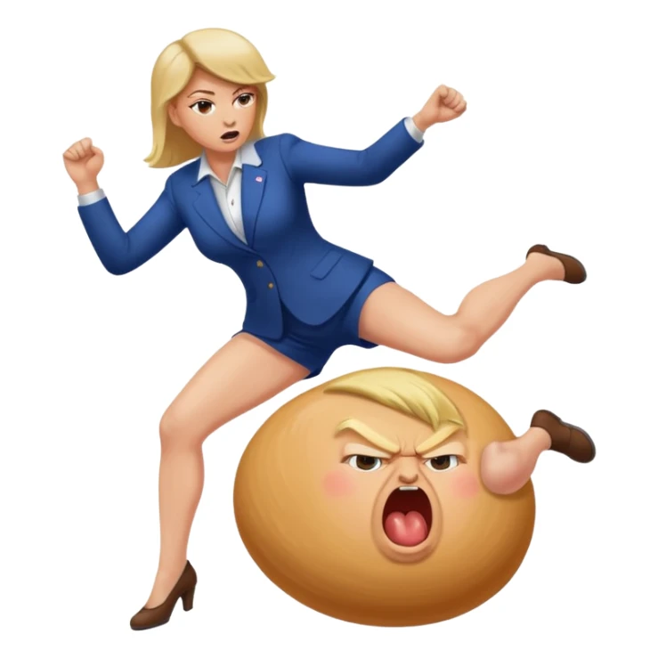 woman kicking donald trump in the testicles sticker