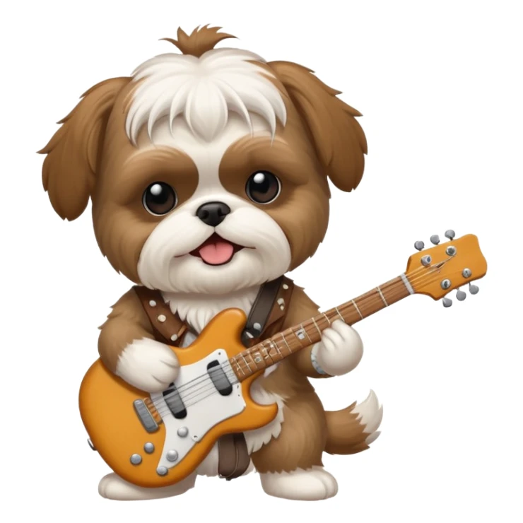 shih tzu playing electric guitar  sticker