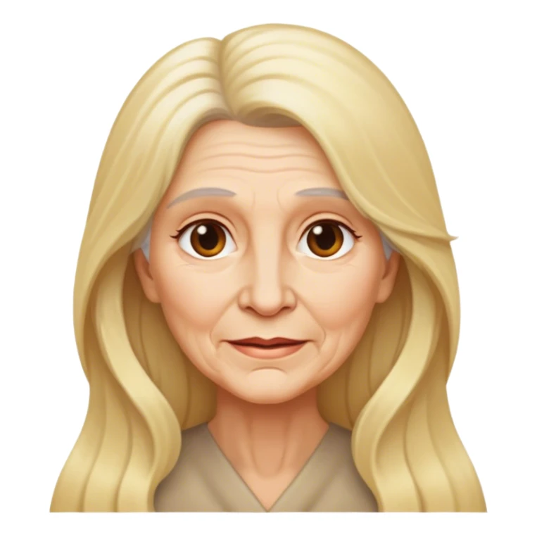 older woman with long blond hair sticker