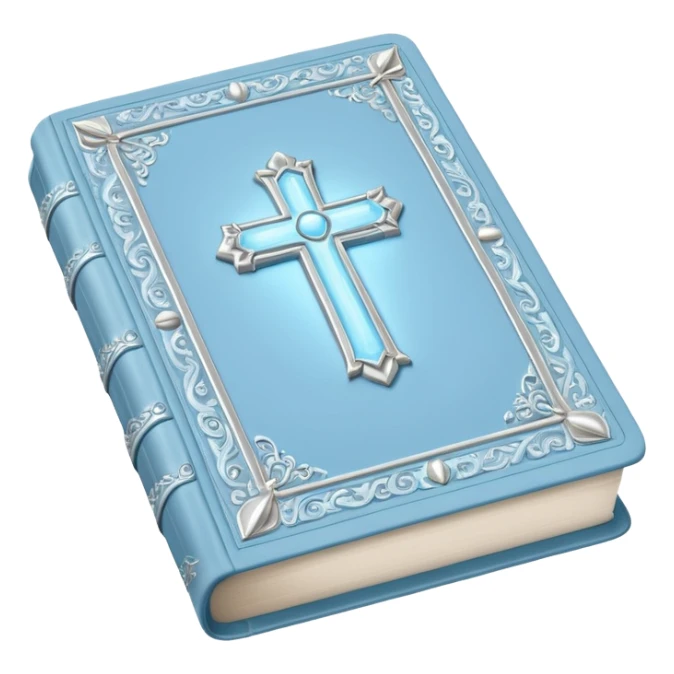 a pastel baby blue and silver bible glowing  sticker