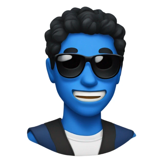 Blue demon with black hair and sunglasses  sticker