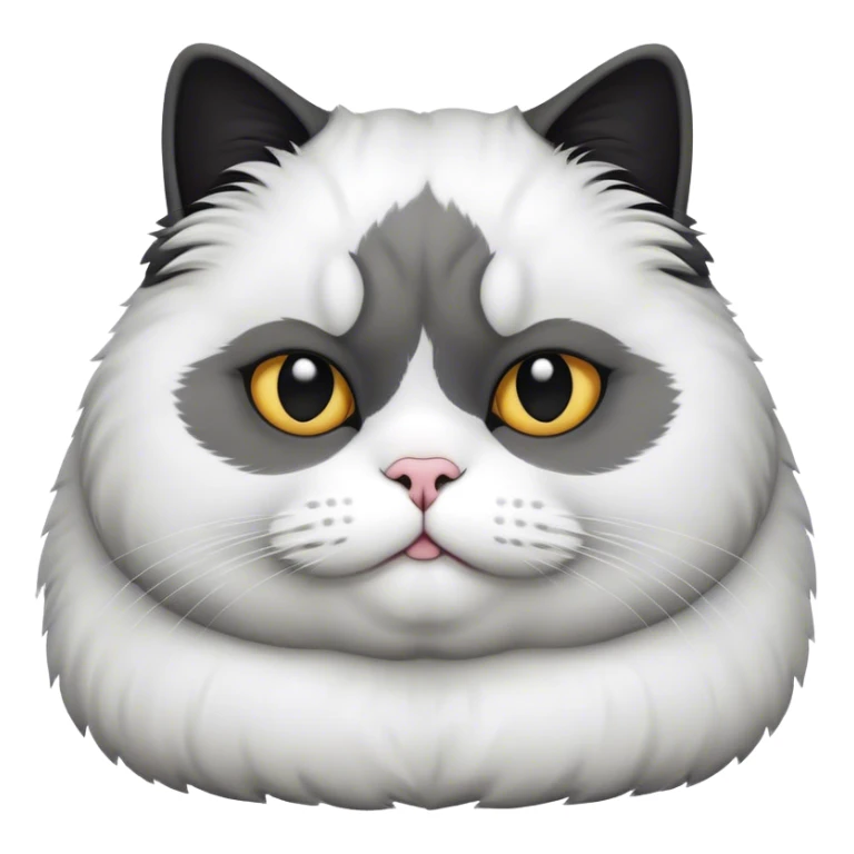 A obese cat that has black and white on it  sticker