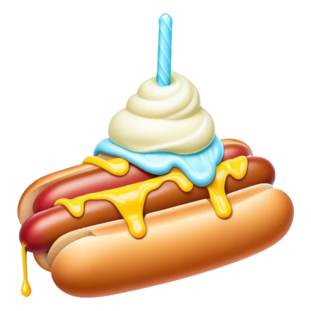 Melting neon ice cream hot dog  sticker
