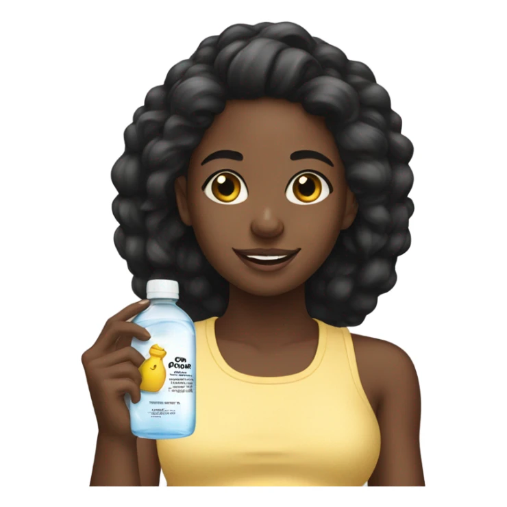 A black girl using baby oil sticker