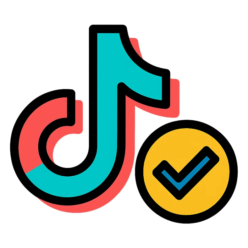 TikTok verified icon, clean, recognizable, suitable for social media, variation 3 sticker