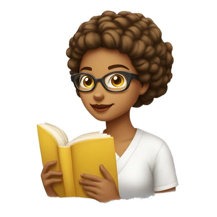 menina de óculos branco lendo um livro de capa amarela sticker