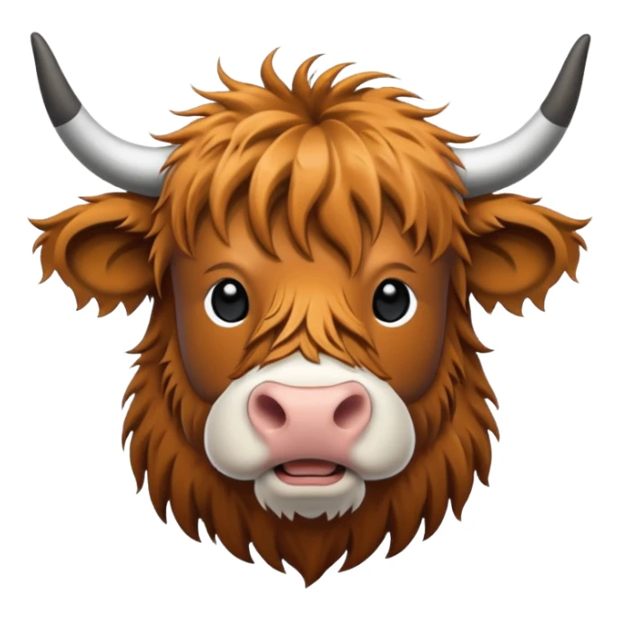 black and white line art highland cow sticker