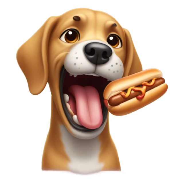 Crazy dog eating a hotdog sticker