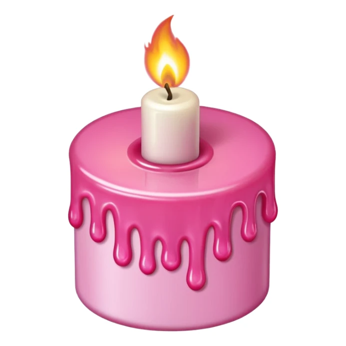 A drawing of a flaming pink candle that could be used at a romantic dinner table. The camera should be isometric at an ultra-high angle. sticker
