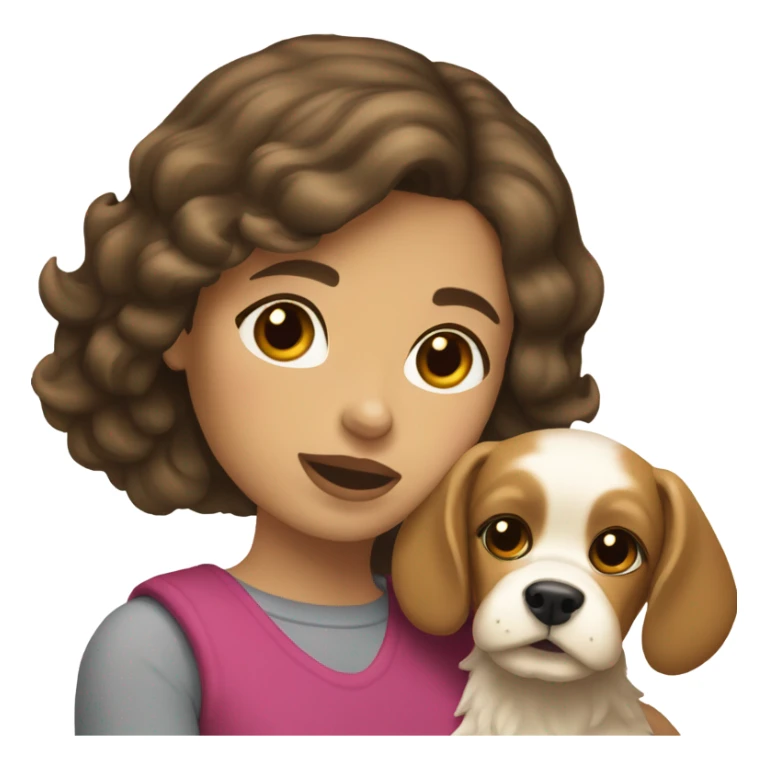brunette girl short hair with blonde cocker spaniele sticker