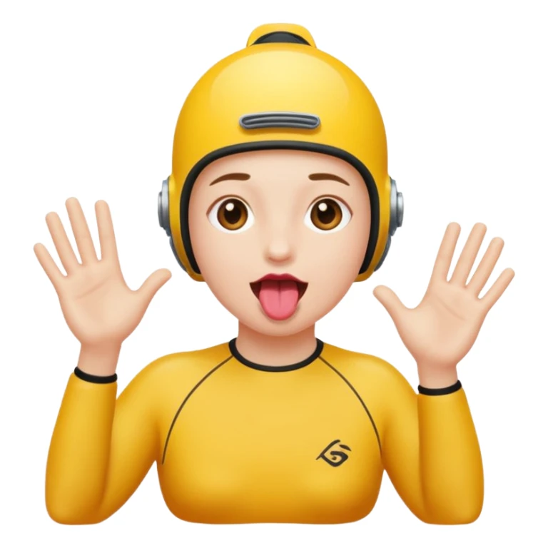 make someone doing diving hands from the front and sticking there tounge out sticker