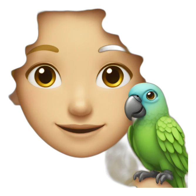 curly smiling blonde girl with parrot on her shoulder sticker