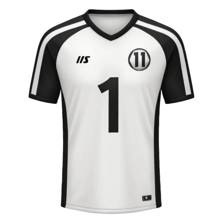 White and black soccer jersey with number 1 sticker