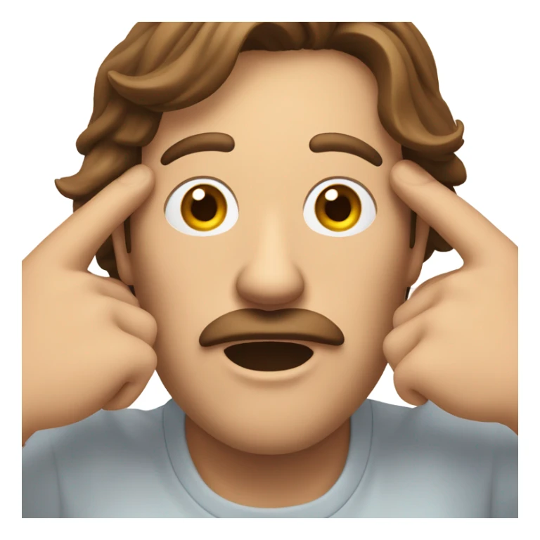 White guy brown long hair brown mustache mind blown   sticker