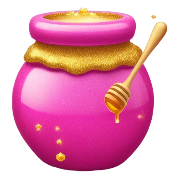 Hot pink honey pot with honey and gltiter sticker