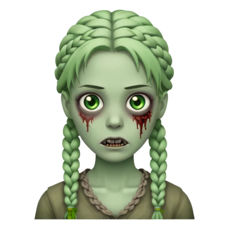 zombie with braided hair sticker