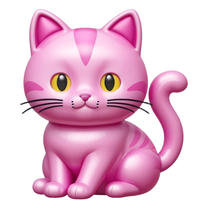 kawaii style inflatable pink puffy cat sculpture  sticker