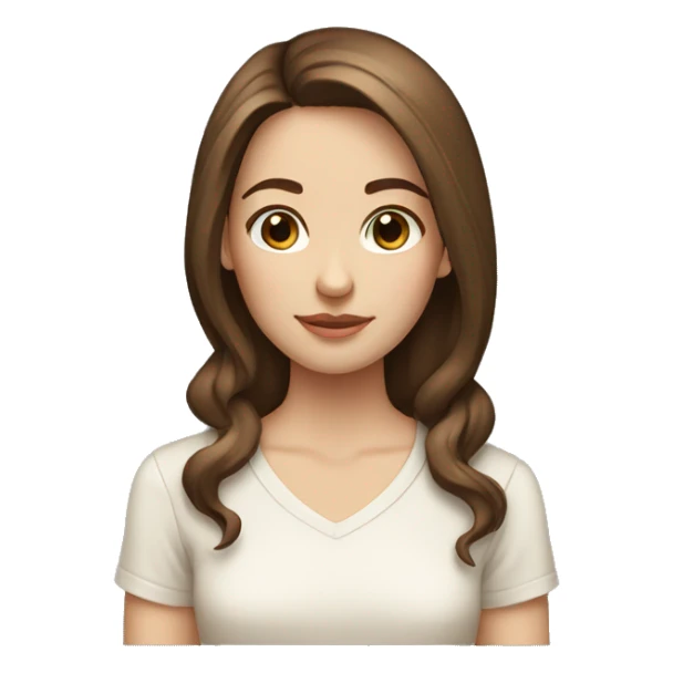 Girl white skin brown hair brown eyes cream shirt sticker