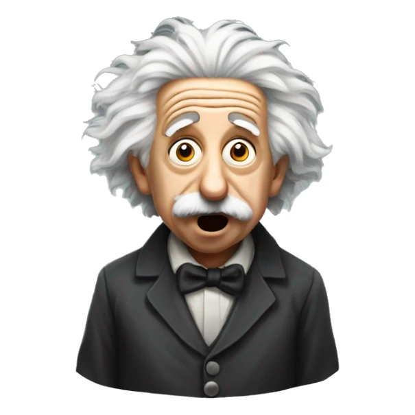 Round face emoji of shocked Albert Einstein sticker