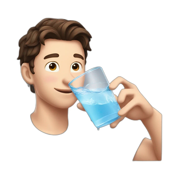 tom holland drinking a glass of water sticker