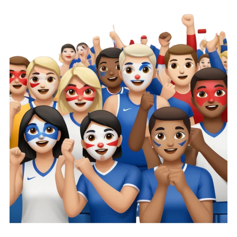 group of fans with painted faces, cheering at a sports event sticker