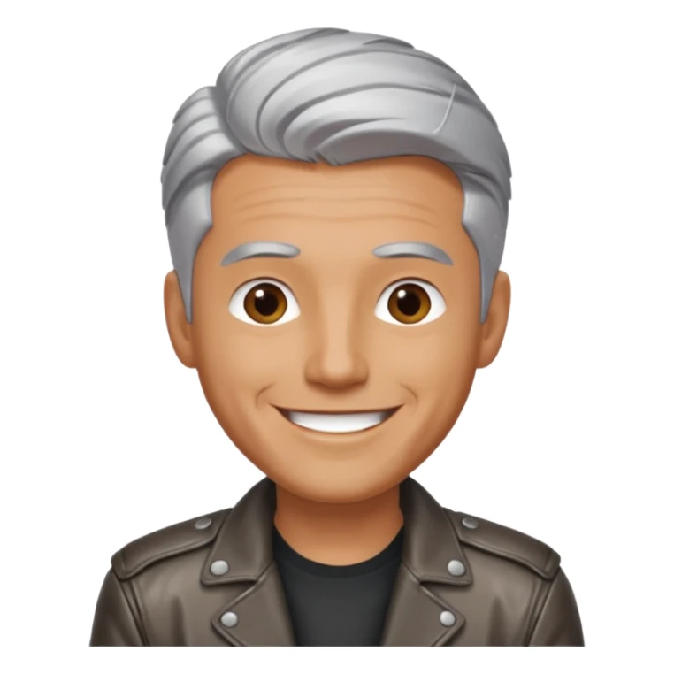 man with long metalic hair lether jacket sticker