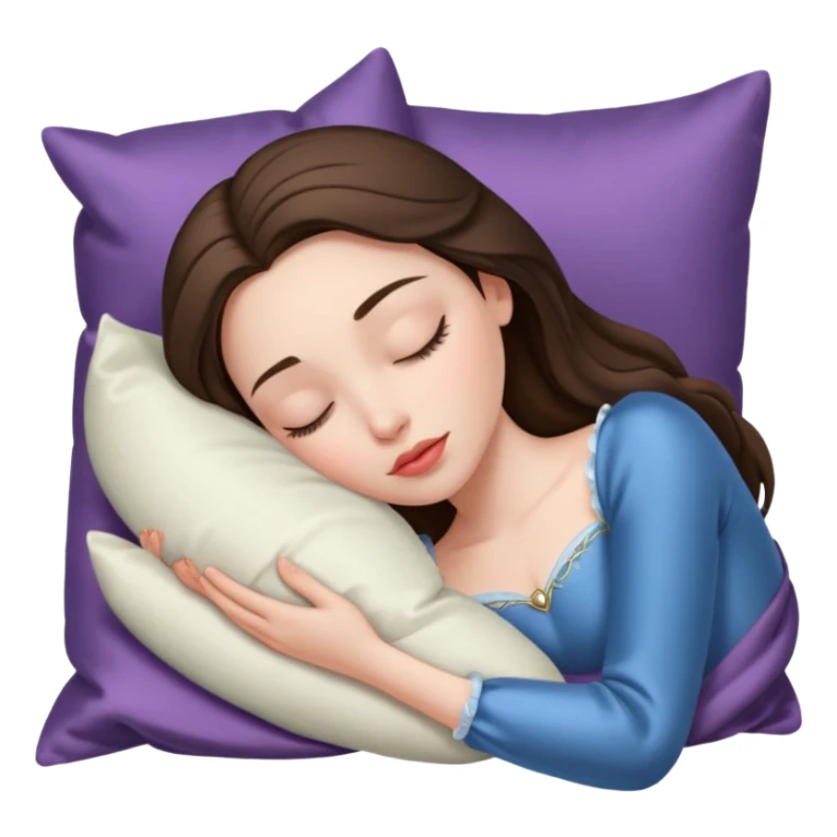 sleeping beauty brunette white girl with a silk pillow sticker