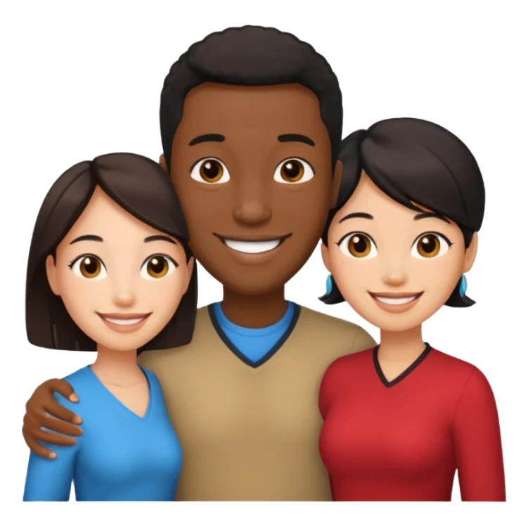 Black man with   with two women one black one Chinese  sticker