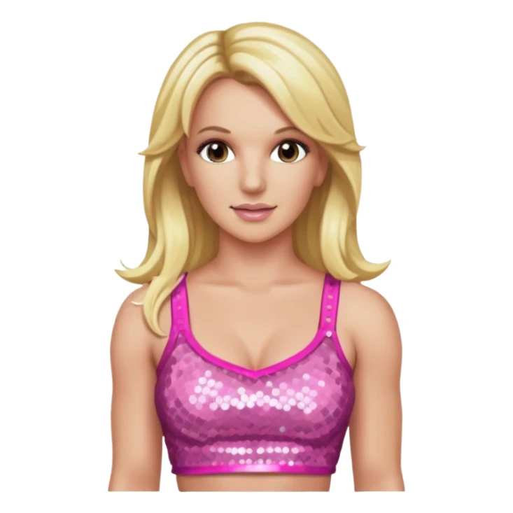 Britney Spears with long blonde hair, sequin pink crop top sticker