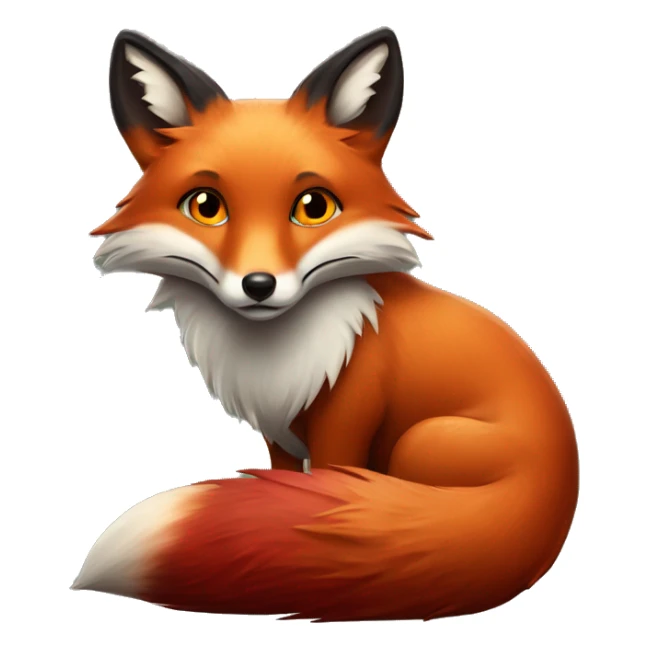 deep lush red fox face with tiny red heart instead of eyes sticker