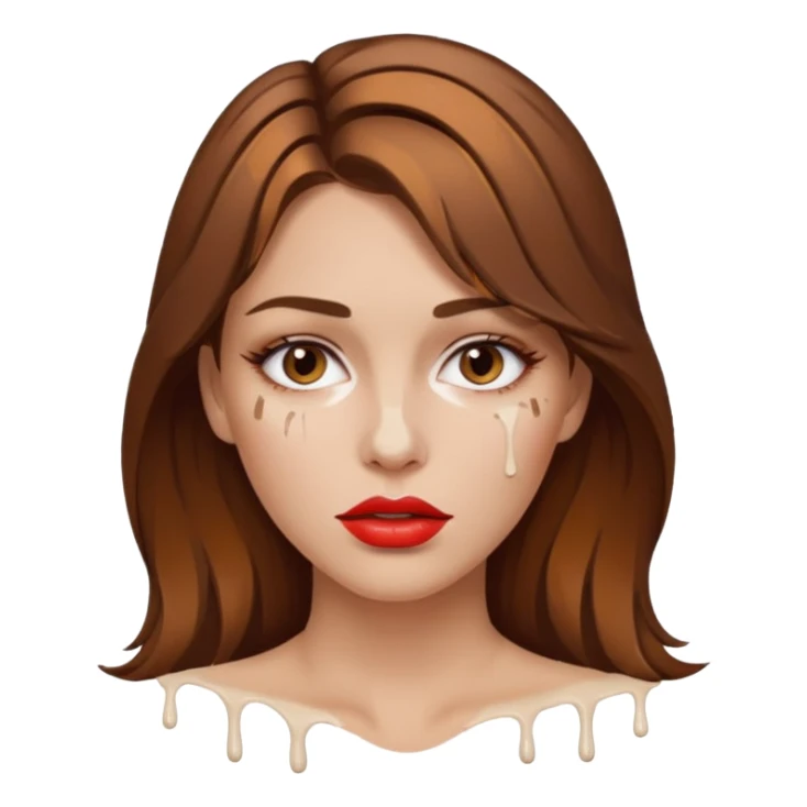 Brown Hair Woman , white paint , drip, face, hot  Sexy, lips sticker