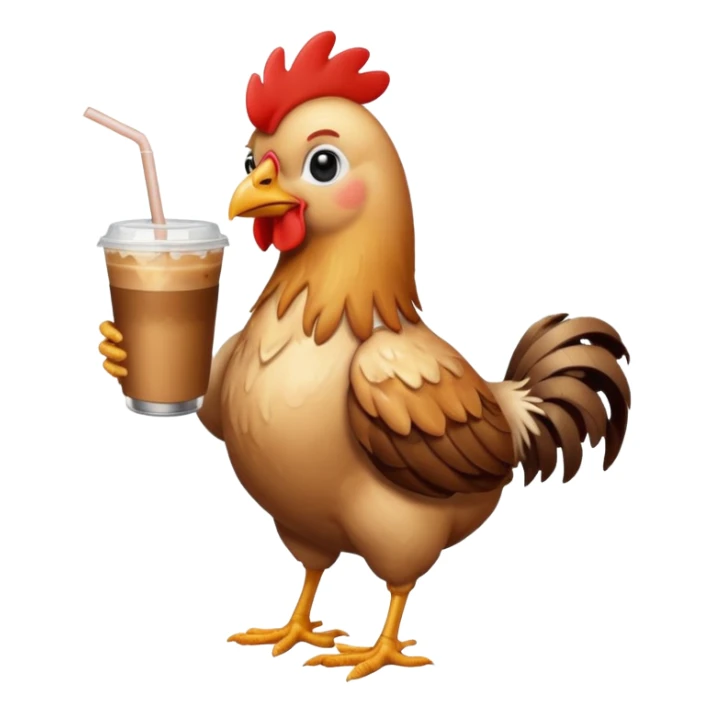 Chicken drinking iced coffe sticker