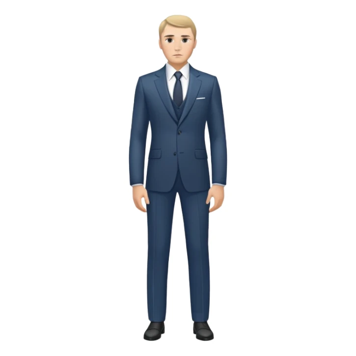 Russian man full length in suit photorealistic serious sticker