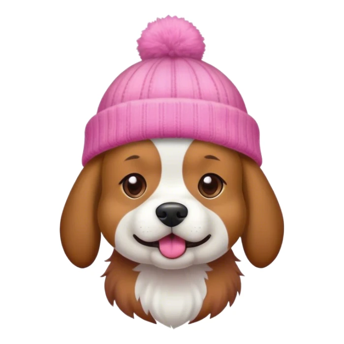 dog wearing a pink beanie sticker