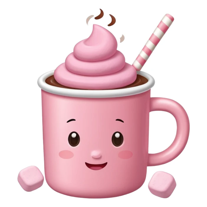 Clean girl hot cocoa baby pink cup and different pink marshmallow  sticker