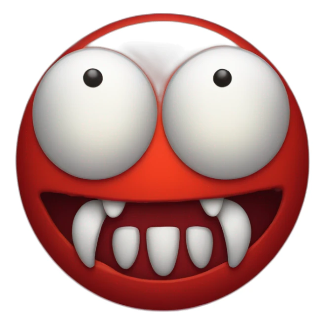 Red circle monster of one eye and two teeth sticker