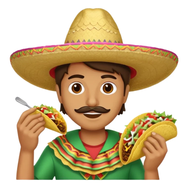Mexican eating tacos with sombrero  sticker